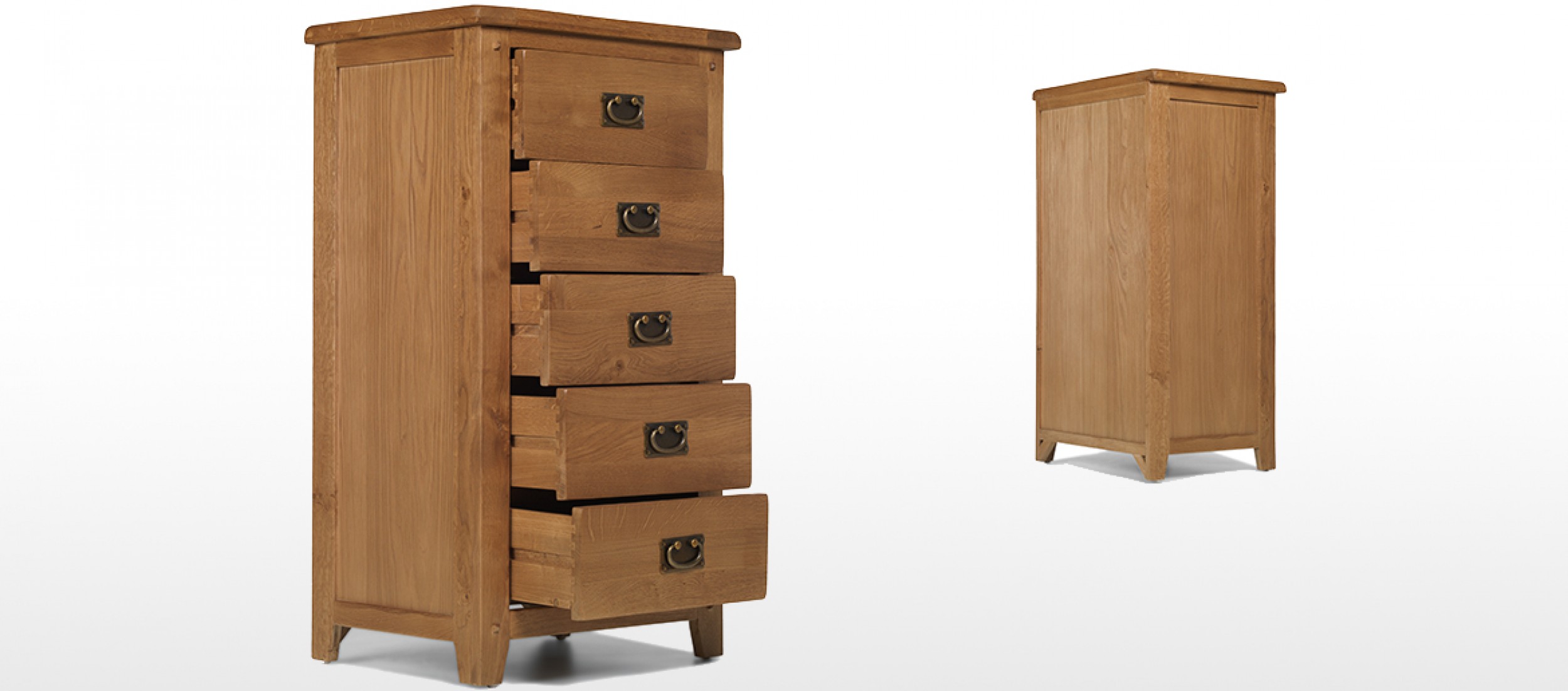 Rustic Oak 5 Drawer Tall Chest of Drawers Quercus Living