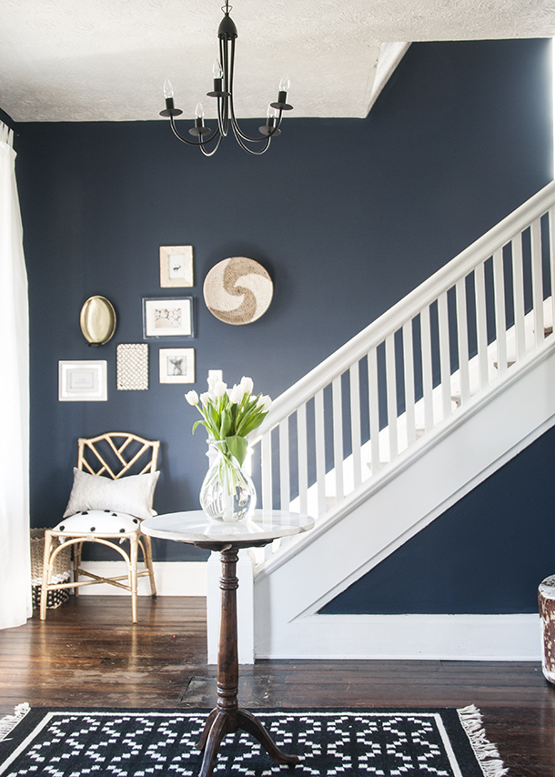 navy entryway walls