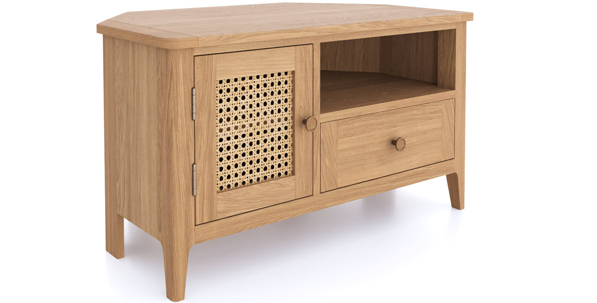 Halmstad Natural Oak Corner TV Unit