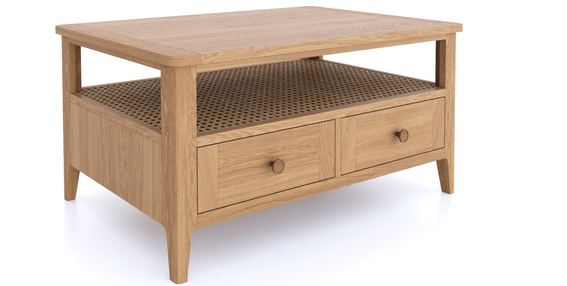 Halmstad Natural Oak 2 drawer Coffee Table