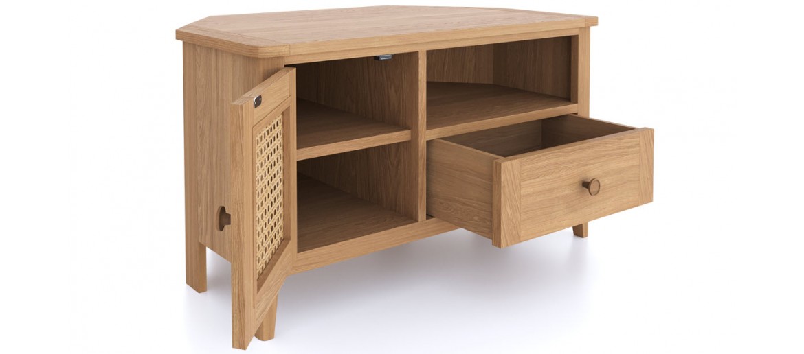 Bravur Natural Oak Corner TV Unit