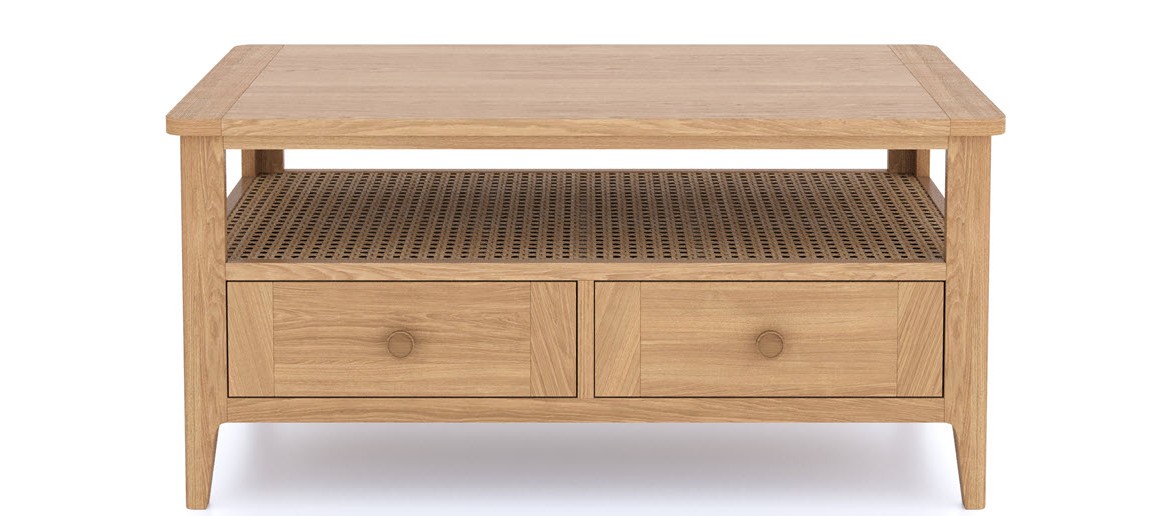 Bravur Natural Oak 2 drawer Coffee Table