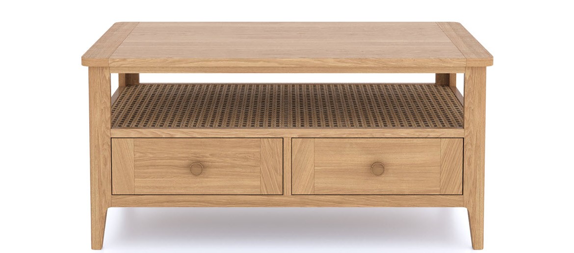 Bravur Natural Oak 2 drawer Coffee Table