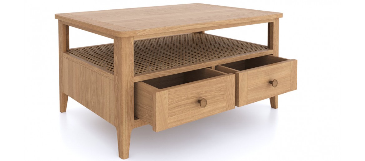 Bravur Natural Oak 2 drawer Coffee Table