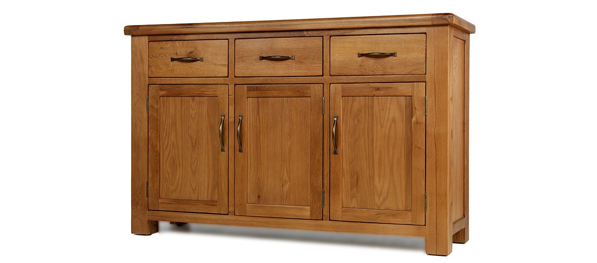 Barham Oak Large 3 Door, 3 Drawer Sideboard