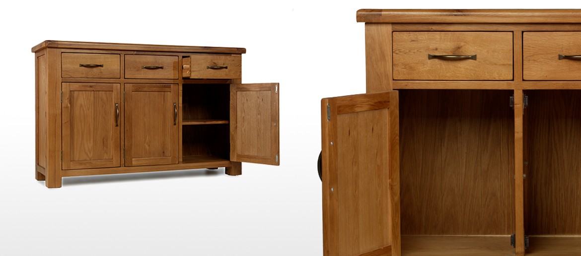 Barham Oak Large 3 Door, 3 Drawer Sideboard