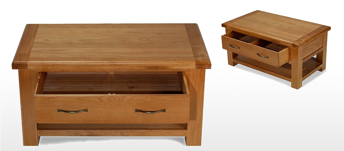 Barham Oak Coffee Table with 2 Drawers