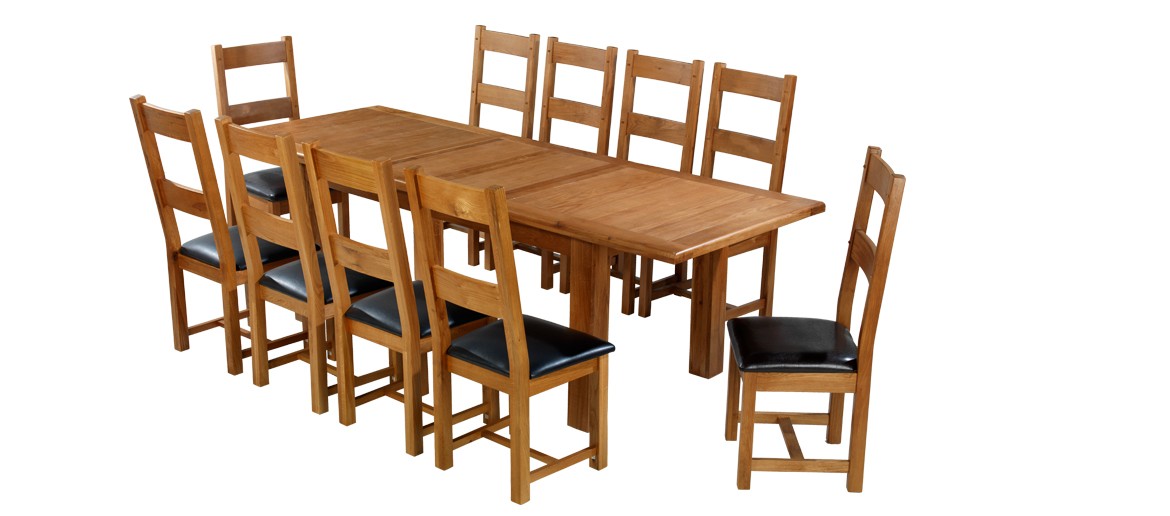 Barham Oak 180-250 cm Extending Dining Table and 10 Chairs
