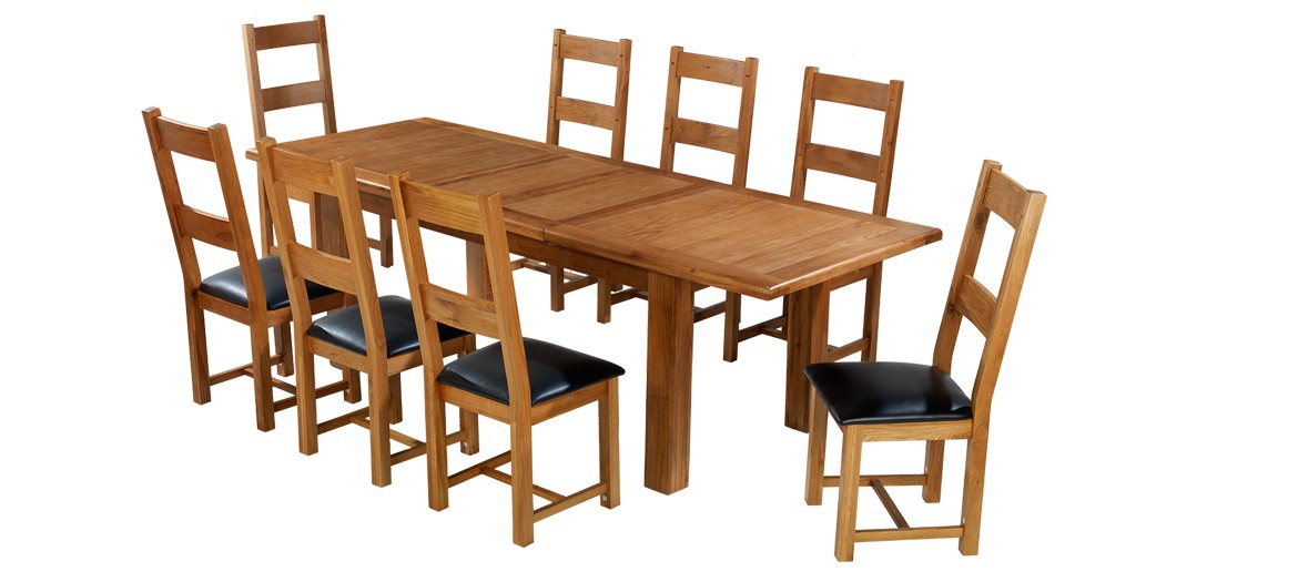 Barham Oak 180-250 cm Extending Dining Table and 8 Chairs