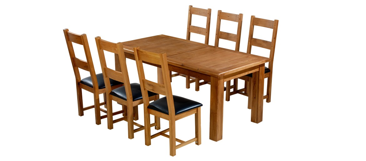 Barham Oak 180-250 cm Extending Dining Table and 6 Chairs