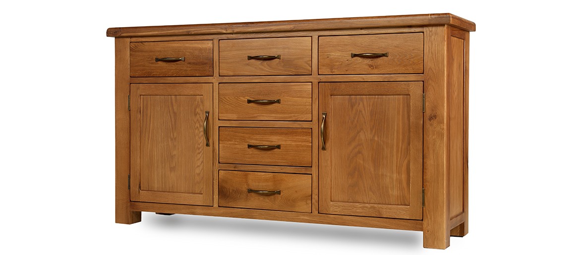 Barham Oak Large 2 Door, 6 Drawer Sideboard