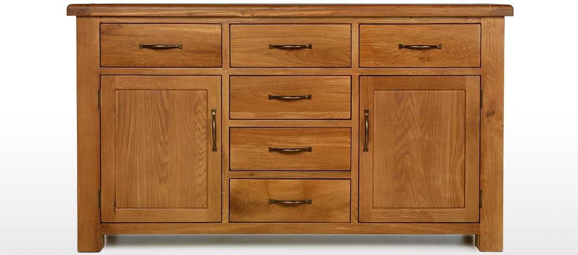 Barham Oak Large 2 Door, 6 Drawer Sideboard