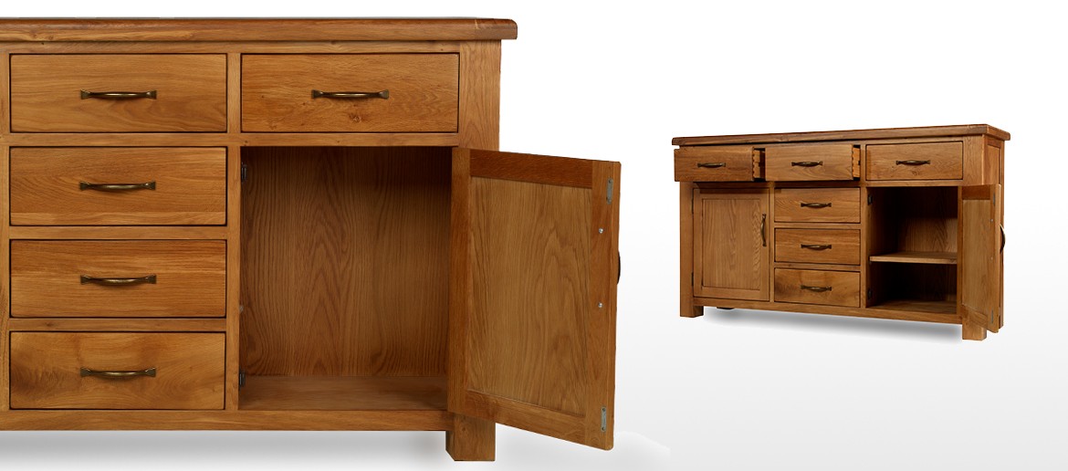 Barham Oak Large 2 Door, 6 Drawer Sideboard