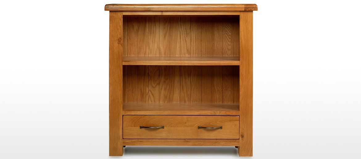 Barham Oak Low Bookcase with Drawer