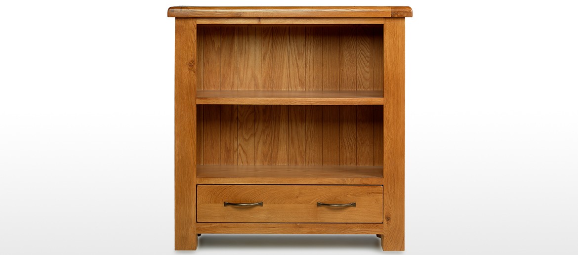 Barham Oak Low Bookcase with Drawer Quercus Living