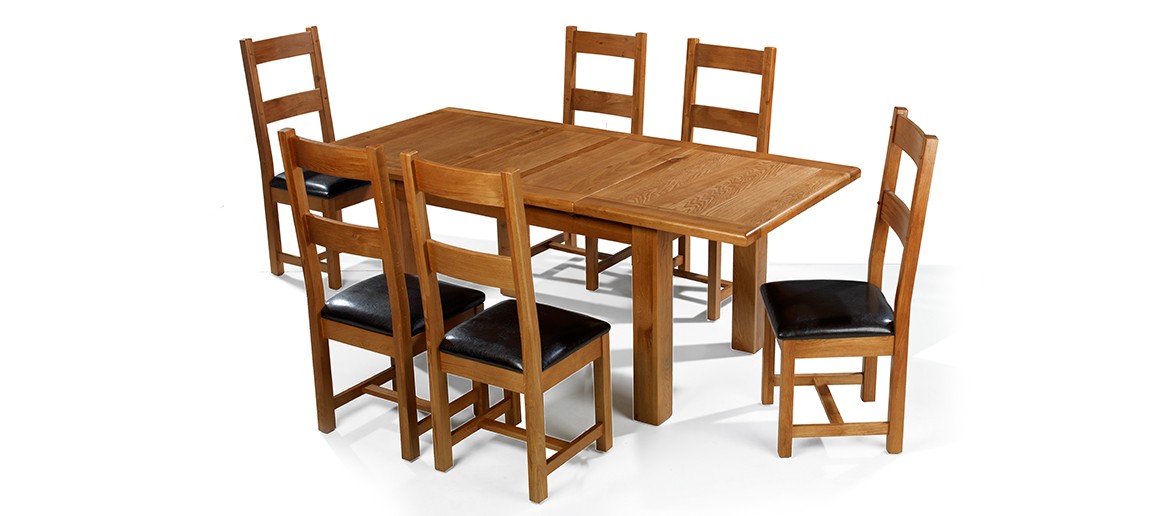 Barham Oak 132-198 cm Extending Dining Table and 6 Chairs