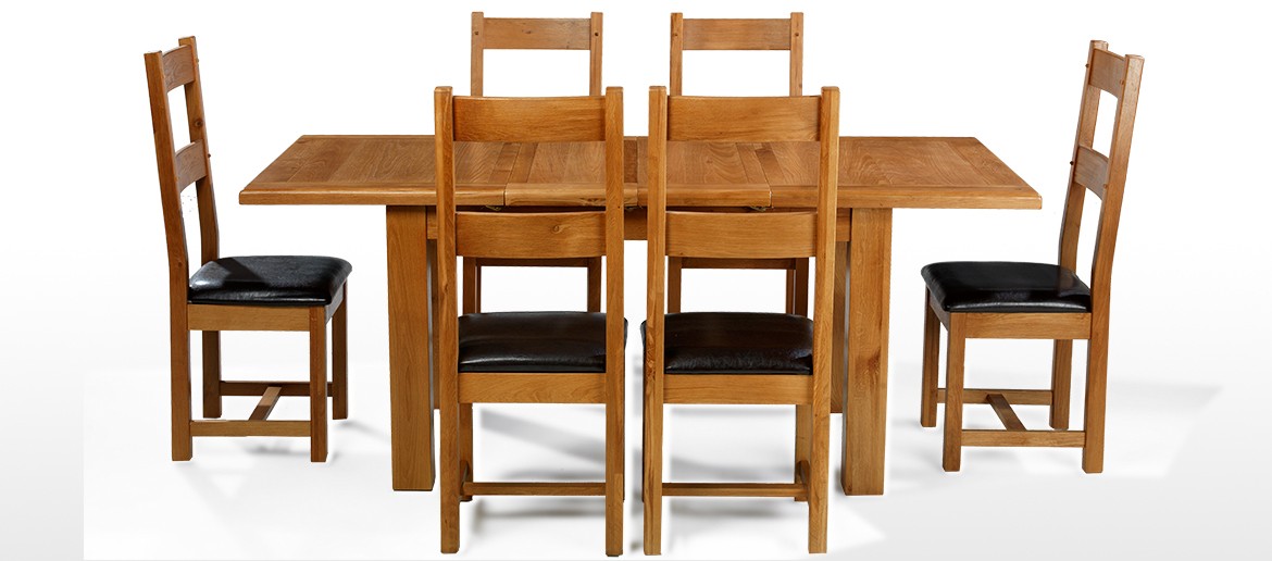 Barham Oak 132-198 cm Extending Dining Table and 6 Chairs