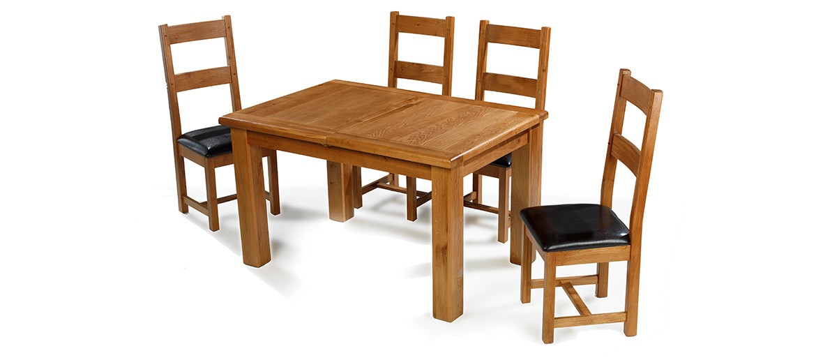 Barham Oak 132-198 cm Extending Dining Table and 4 Chairs