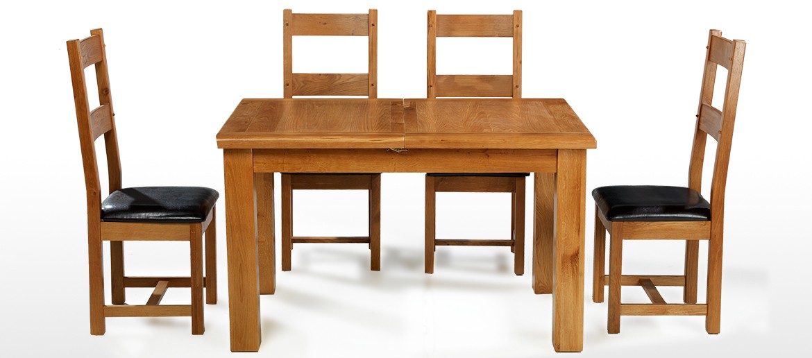 Barham Oak 132-198 cm Extending Dining Table and 4 Chairs