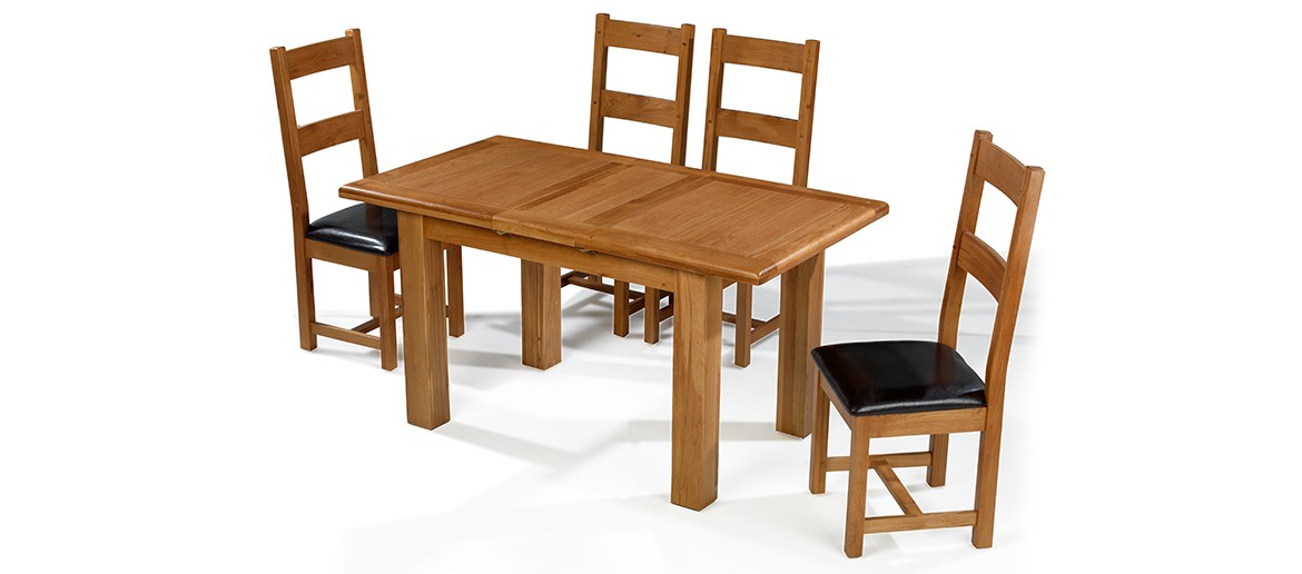 Barham Oak 120-150 cm Extending Dining Table and 4 Chairs