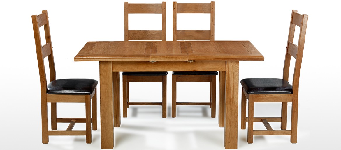 Barham Oak 120-150 cm Extending Dining Table and 4 Chairs