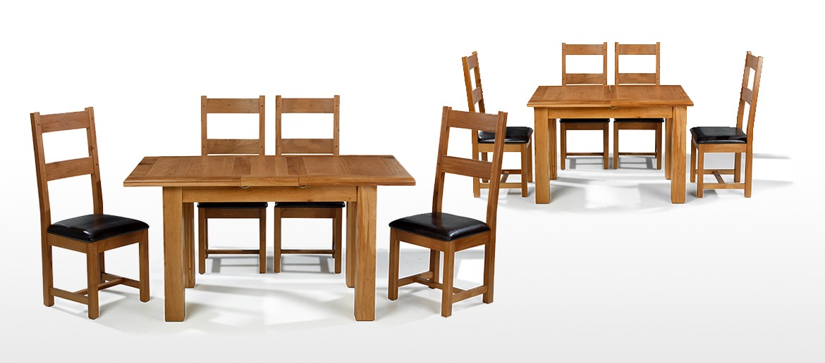 Barham Oak 120-150 cm Extending Dining Table and 4 Chairs