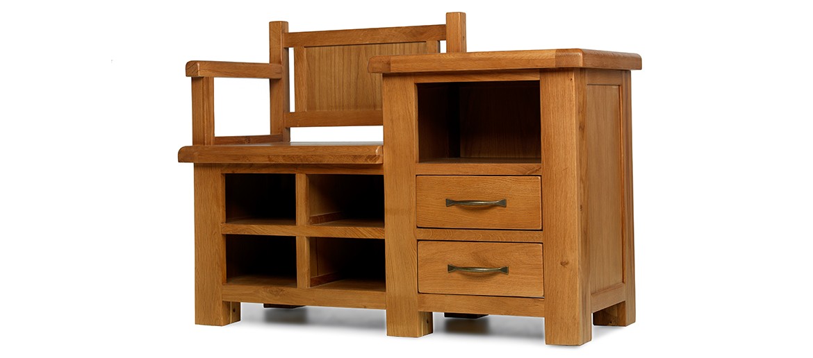 Barham Oak Hall Shoe Storage Bench