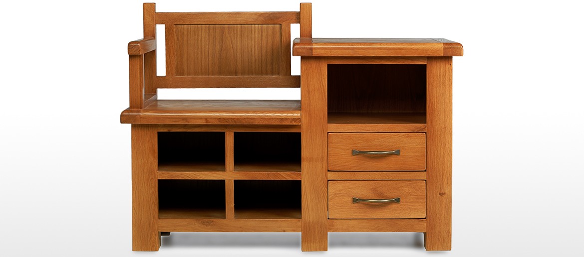 Barham Oak Hall Shoe Storage Bench Quercus Living