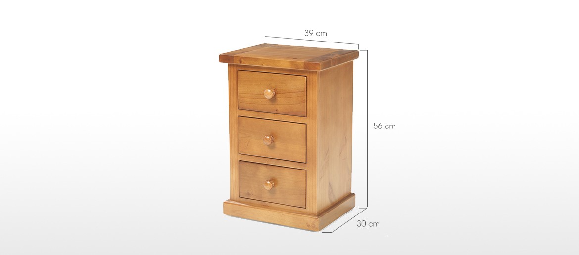 Devon Pine Kids 3 Drawer Bedside Cabinet