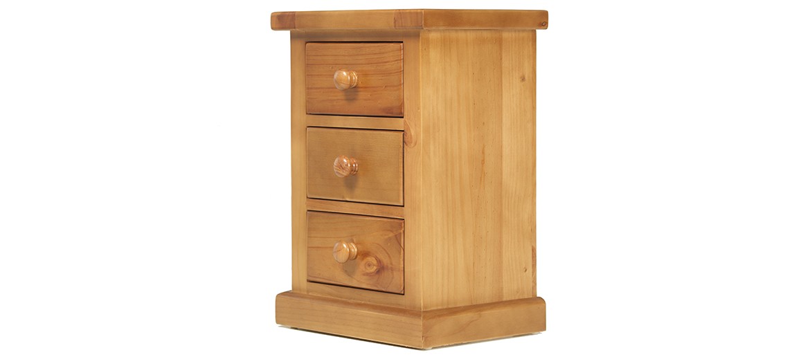 Devon Pine 3 Drawer Bedside Cabinet