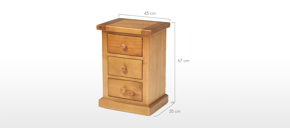 Devon Pine 3 Drawer Bedside Cabinet