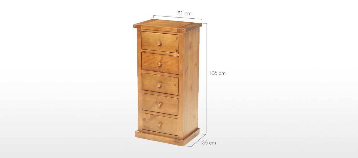 Devon Pine 5 Drawer Tall Chest of Drawers