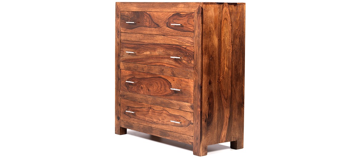 Cube Sheesham 4 Drawer Chest of Drawers