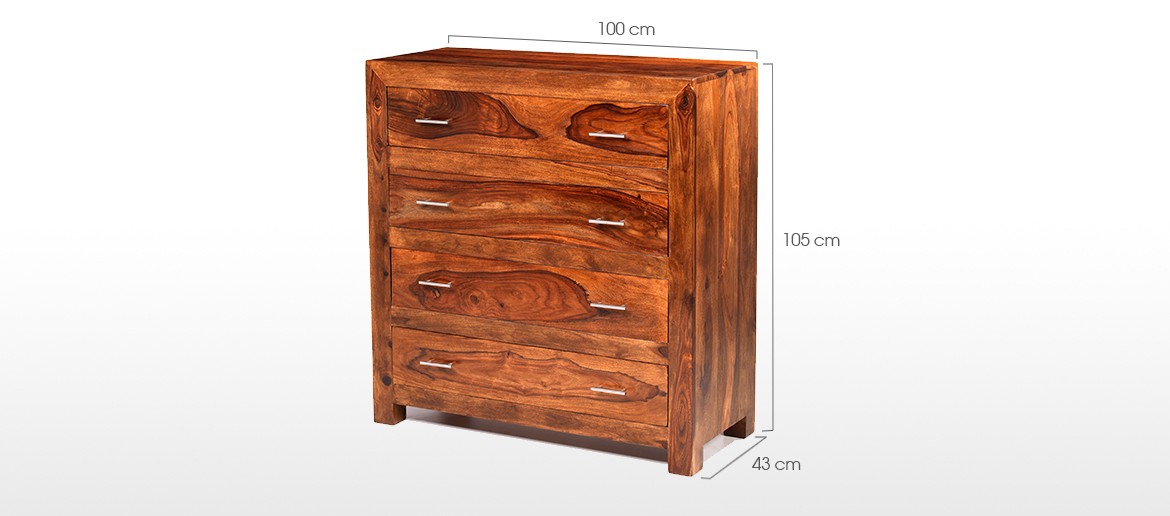 Cube Sheesham 4 Drawer Chest of Drawers