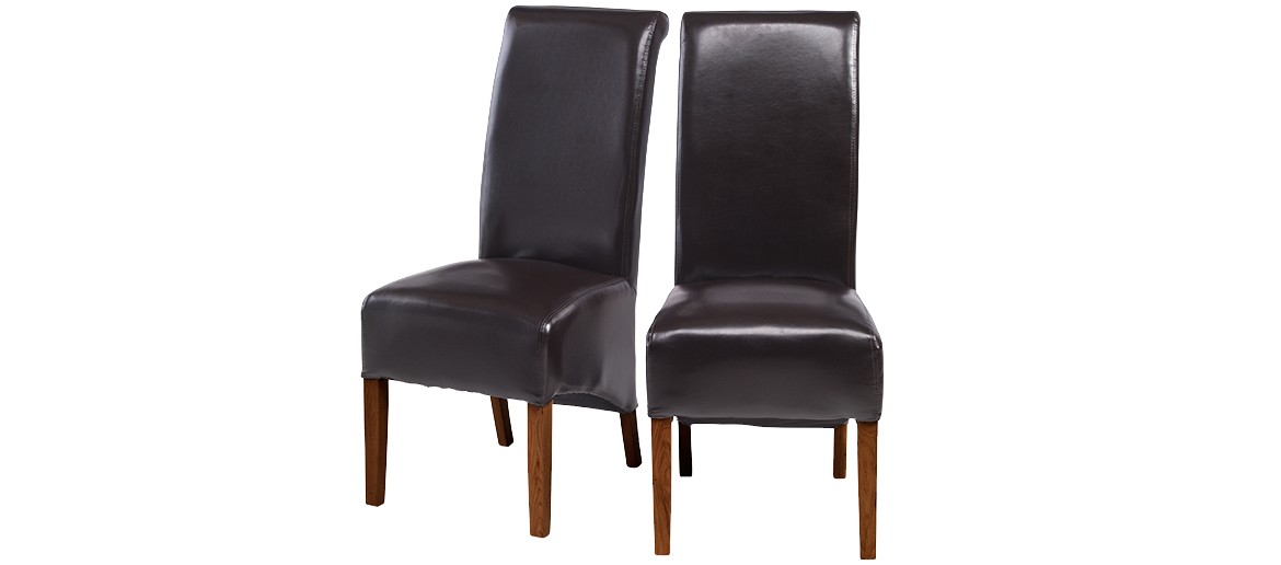 Cube Bonded Leather Dining Chairs Brown - Pair