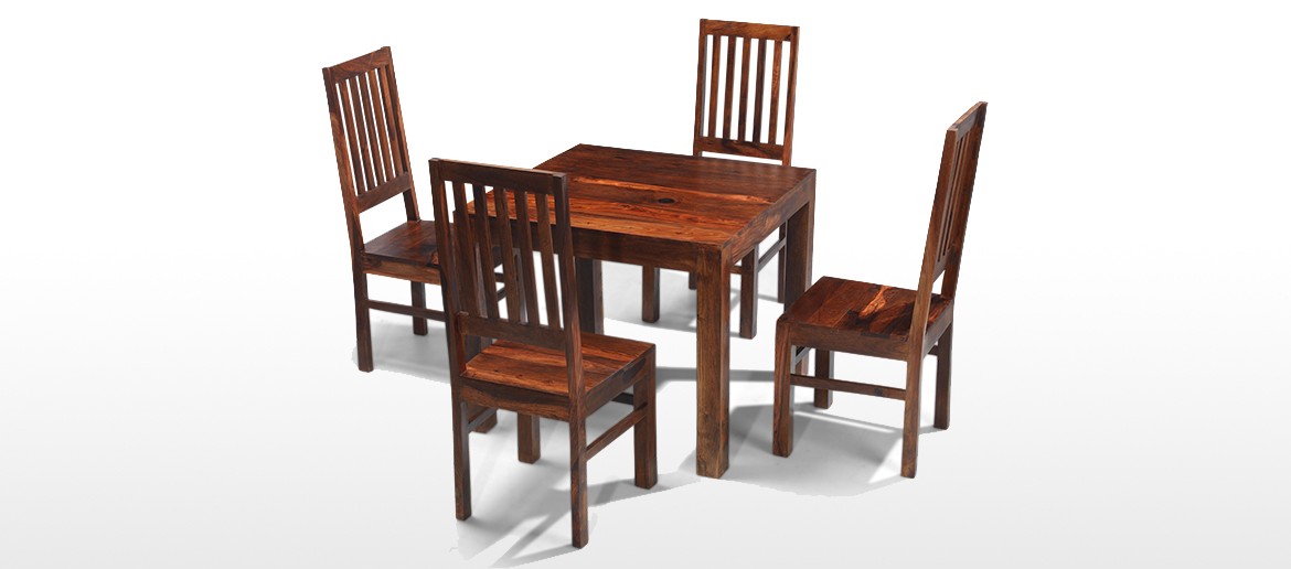 Cube Sheesham 90 cm Dining Table and 4 Chairs