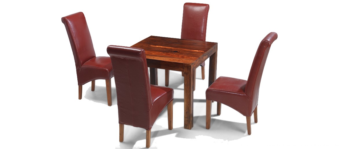 Cube Sheesham 90 cm Dining Table and 4 Chairs