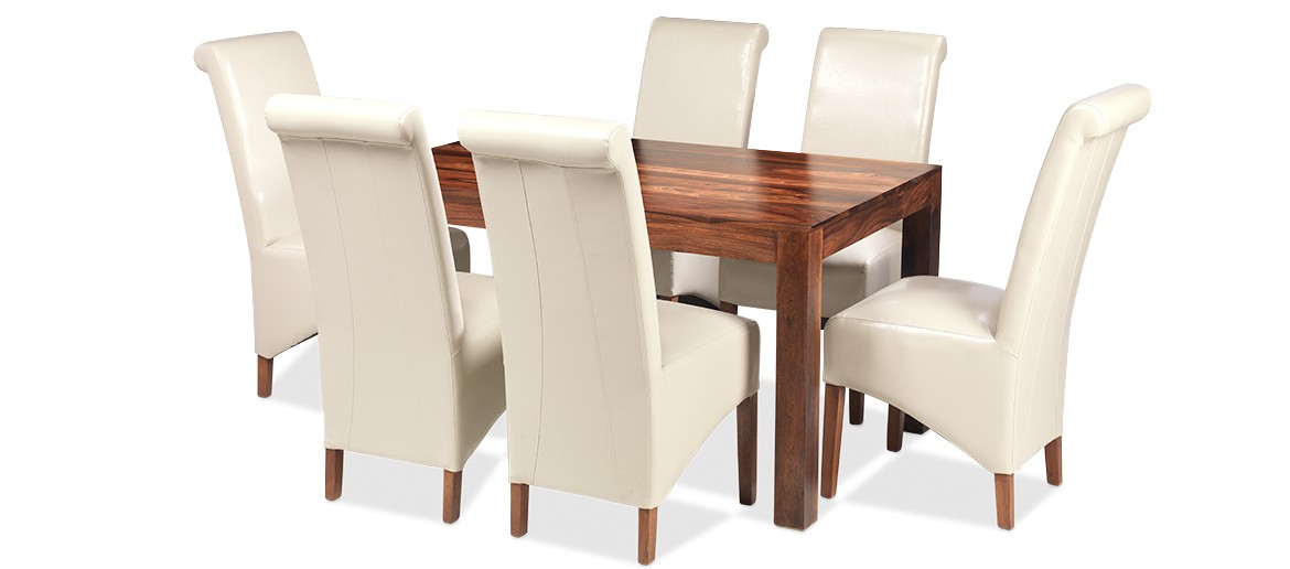 Cube Sheesham 140 cm Dining Table and 6 Chairs