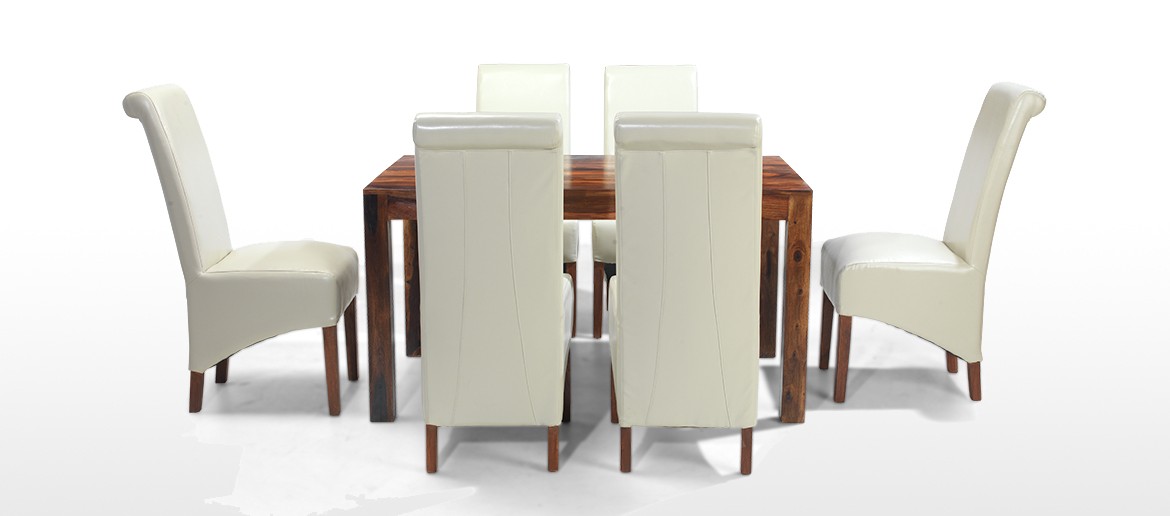 Cube Sheesham 140 cm Dining Table and 6 Chairs