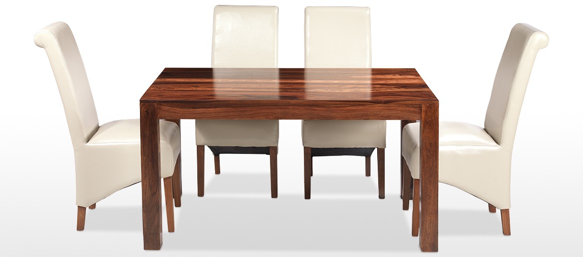 Cube Sheesham 140 cm Dining Table and 4 Chairs