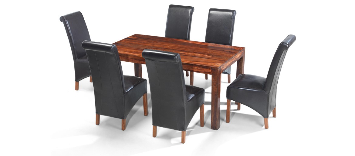 Cube Sheesham 160 cm Dining Table and 6 Chairs
