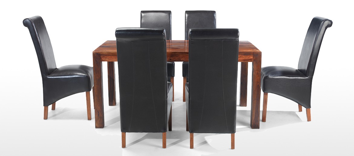 Cube Sheesham 160 cm Dining Table and 6 Chairs