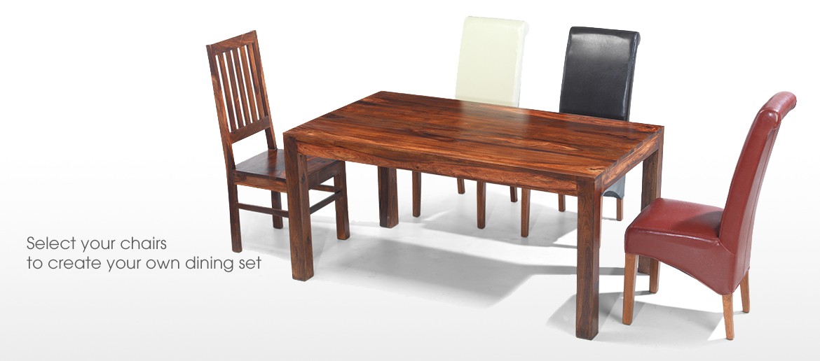 Cube Sheesham 160 cm Dining Table and 4 Chairs