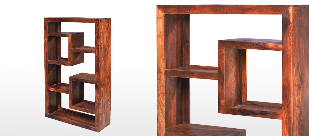 Cube Sheesham Geometric Bookcase