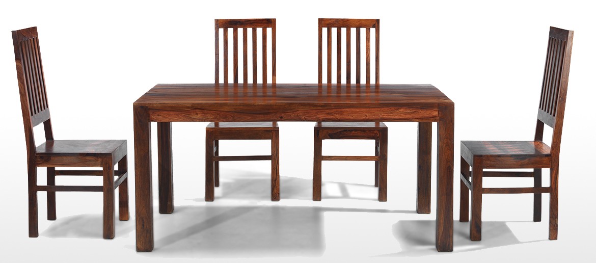 Cube Sheesham 160 cm Dining Table and 4 Chairs