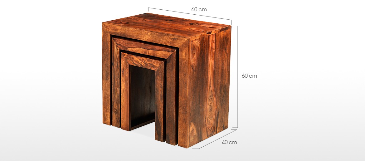 Cube Sheesham Nest of 3 Tables