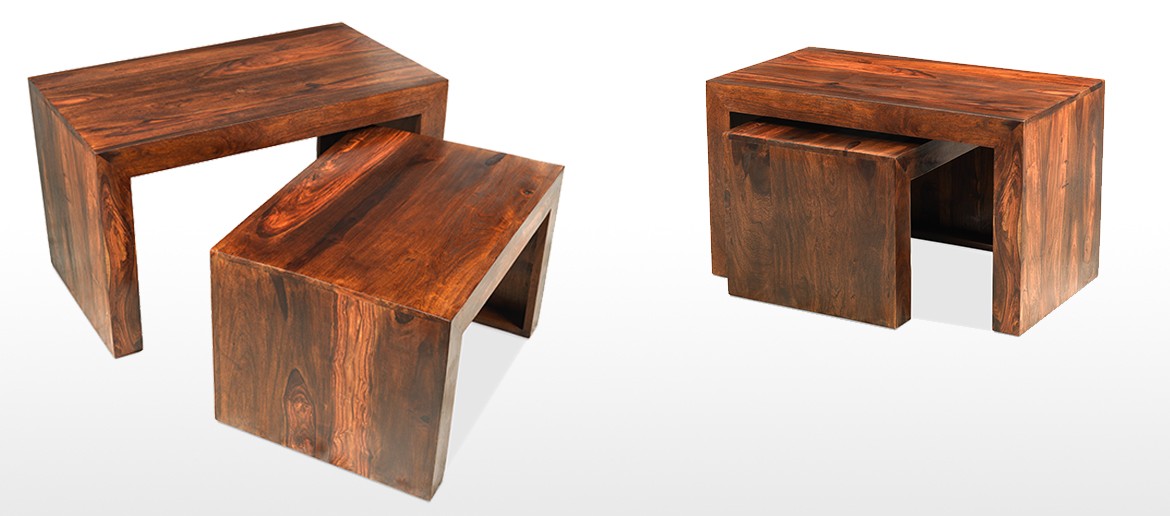 Cube Sheesham Nest of 2 Tables