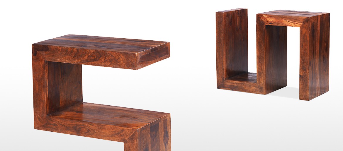 Cube Sheesham Side Table Quercus Living