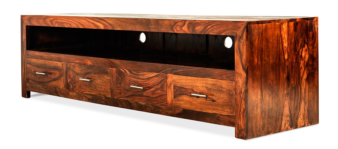 Cube Sheesham Long Plasma TV Cabinet