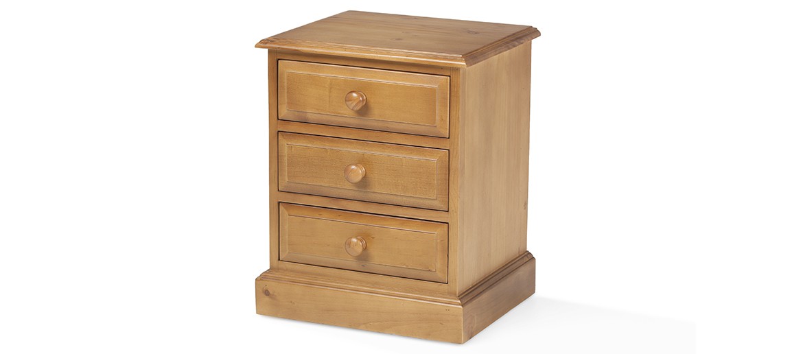 Essentials Pine 3 Drawer Bedside Cabinet